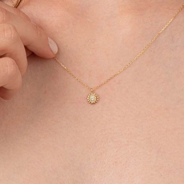 Gümüş Kolye - Zirkon Taşlı Tasarım 925 Ayar Gümüş Kolye - 2