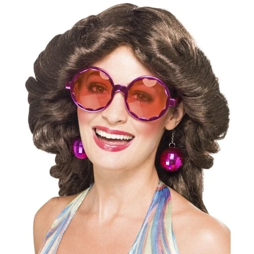 Disko Toplu Küpeli Parti Gözlüğü Pembe Renk - Resim 2