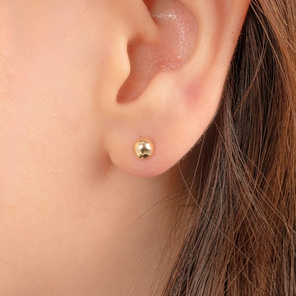 Gümüş Küpe - 925 Ayar Gümüş Minimal Top Küpe