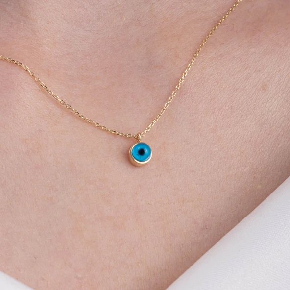 Gümüş Kolye - Mavi Nazar Boncuğu Göz Sade 925 Ayar Gümüş Kolye - Nazar Boncuğu 925 Ayar Gümüş Kolye ürün görseli