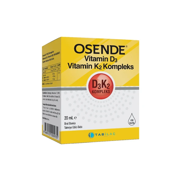 Tabilaç Osende Vitamin D3K2 Kompleks 20 ml Takviye Edici Gıda ürün görseli