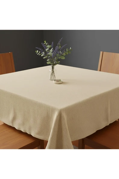 Doğal Ham Bez 4 Kişilik Mutfak Masası Örtüsü 120x150 cm Yıkanabilir Dayanıklı Minimal Tasarım