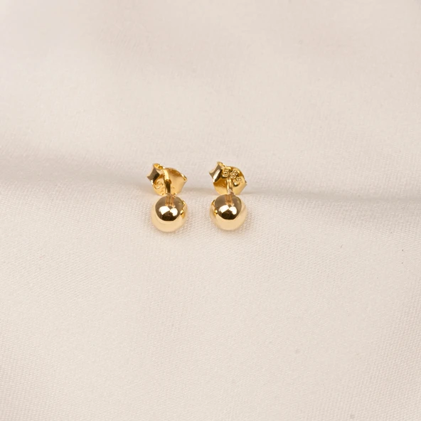 Gümüş Küpe - 925 Ayar Gümüş Minimal Top Küpe - 6