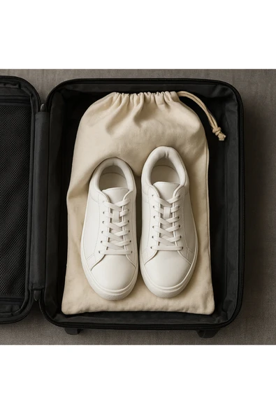 Ham Bez Ayakkabı Saklama Kesesi 30x40 cm Büzgülü Seyahat ve Saklama Torbası