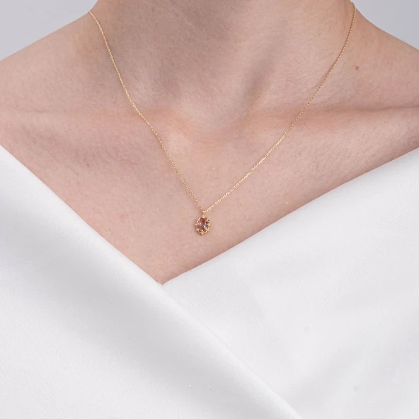 Gümüş Kolye - Vintage Tasarım Zultanit (Renk Değiştiren) Taşlı Minimal 925 Ayar Gümüş Kolye - 5