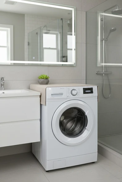 50x100 cm Ham Bez Çamaşır Makinesi Üstü Örtüsü / Naturel Kumaş Koruyucu Kılıf - 2