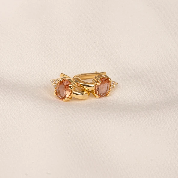 Gümüş Küpe - 925 Ayar Gümüş Oval Zultanit Taşlı Tektaş Küpe - 6