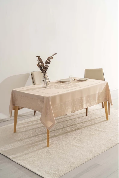Jumbo Jakar Cappuccino Sıvı İtici Leke Tutmaz Masa Örtüsü 160x220 cm - Resim 2