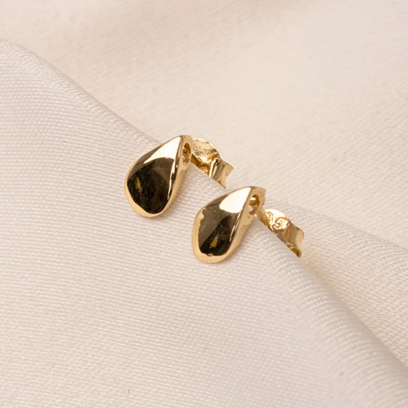 Gümüş Küpe - 925 Ayar Gümüş Minimal Damla Figürlü Küpe - 6