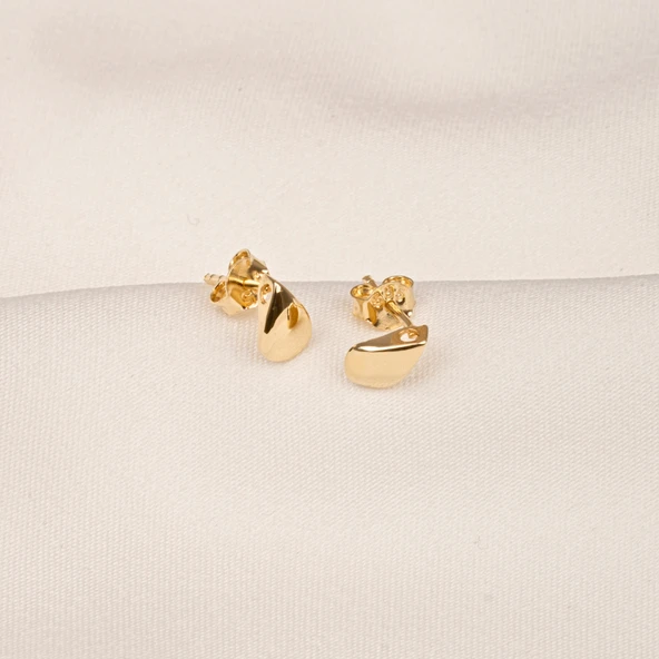 Gümüş Küpe - 925 Ayar Gümüş Minimal Damla Figürlü Küpe - 4