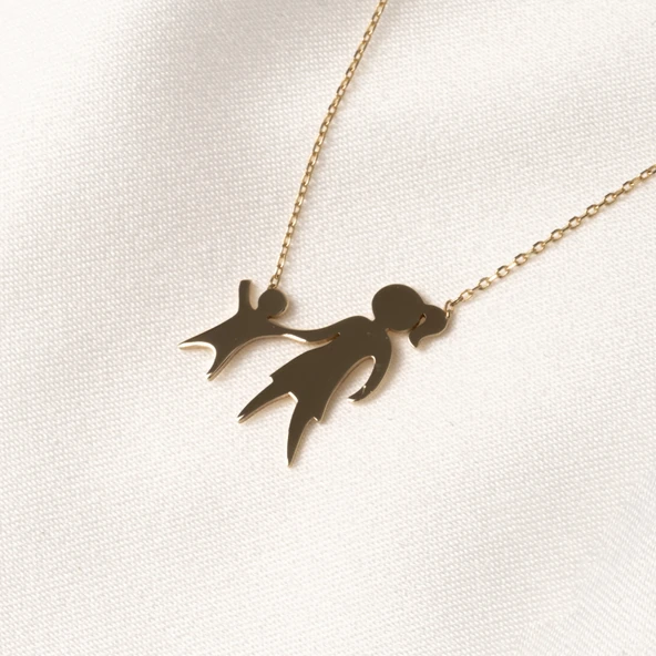 Gümüş Kolye - Anne Kız 925 Ayar Gümüş Kolye - 7