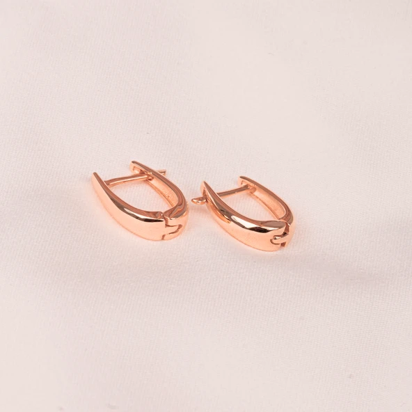 Gümüş Küpe - 925 Ayar Gümüş Oval Halka Küpe - 8