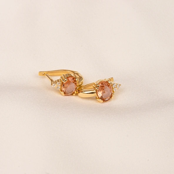 Gümüş Küpe - 925 Ayar Gümüş Oval Zultanit Taşlı Tektaş Küpe - 8