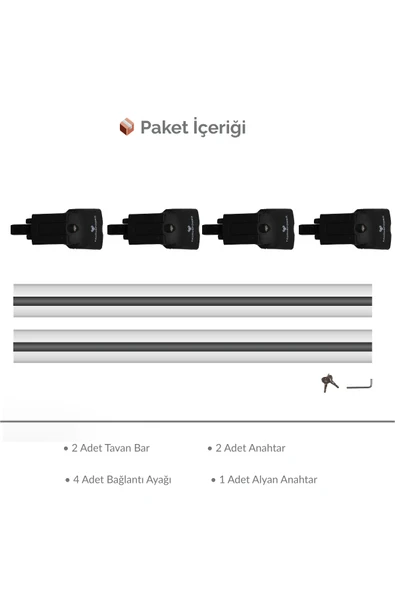 TAURUSPOWER MINI Countryman (U25) 2024–2025 TRS-2 Kilitli Sistem Ara Atkı Tavan Barı Gri (2 Adet) - Resim 3