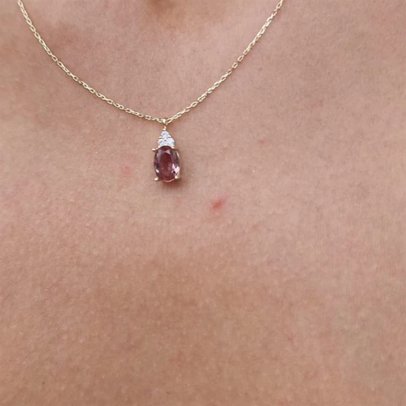 Gümüş Kolye - 1.05CT Zultanit 0.25CT Pırlanta (Signty) Doğal Taşlı Sade Tasarım 925 Ayar Gümüş Kolye - 6