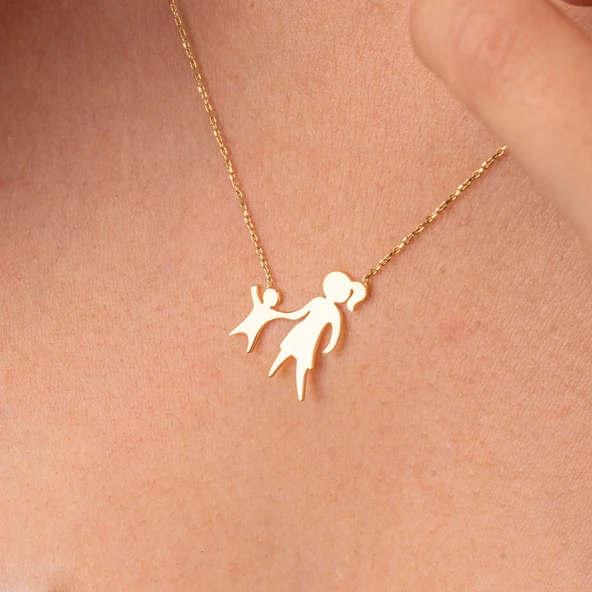 Gümüş Kolye - Anne Kız 925 Ayar Gümüş Kolye - 2