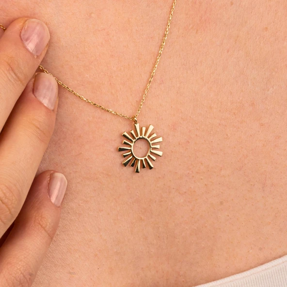 Gümüş Kolye - Güneş 925 Ayar Gümüş Kolye - 3