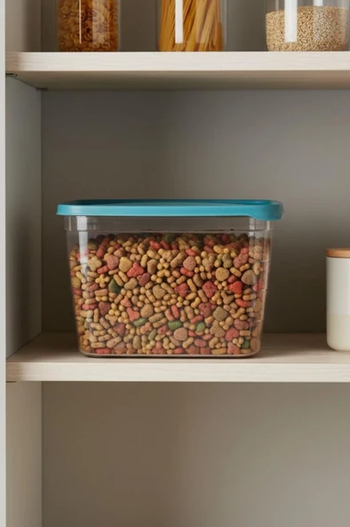 Evcil Hayvan Kuru Mama Saklama Kabı 6 Litre, Şeffaf Gövdeli Kedi Köpek Mama Kutusu BPA İçermez - Resim 4