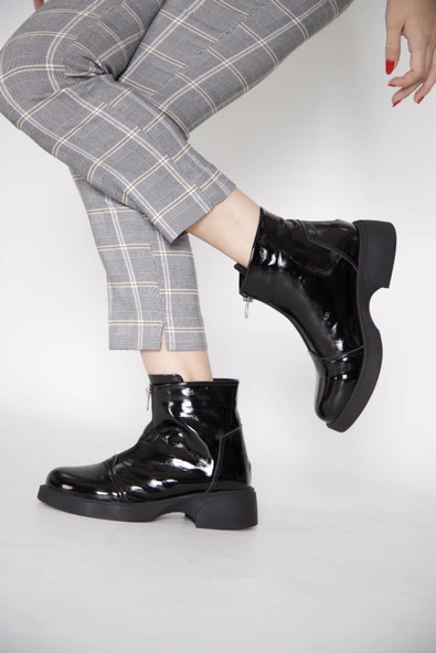 217651115-1 ZENNE Kadın Bot Siyah Rugan Deri ürün görseli 1