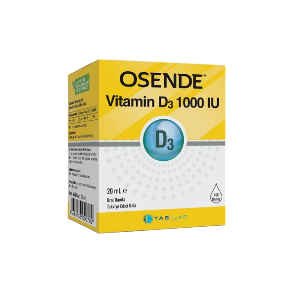 Tabilaç Osende Vitamin D3 1000IU 20 ml Takviye Edici Gıda ürün görseli