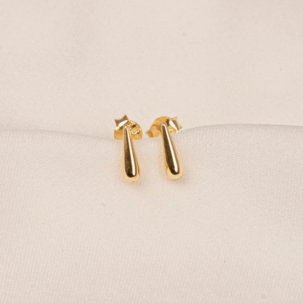 Gümüş Küpe - 925 Ayar Gümüş Minimal Su Damlası Küpe - 6