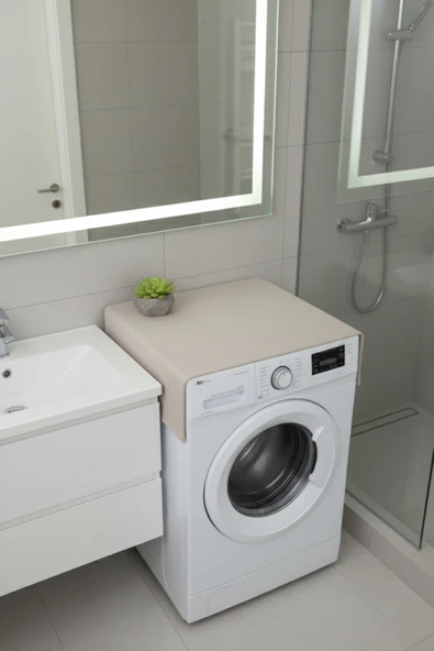 50x100 cm Ham Bez Çamaşır Makinesi Üstü Örtüsü / Naturel Kumaş Koruyucu Kılıf