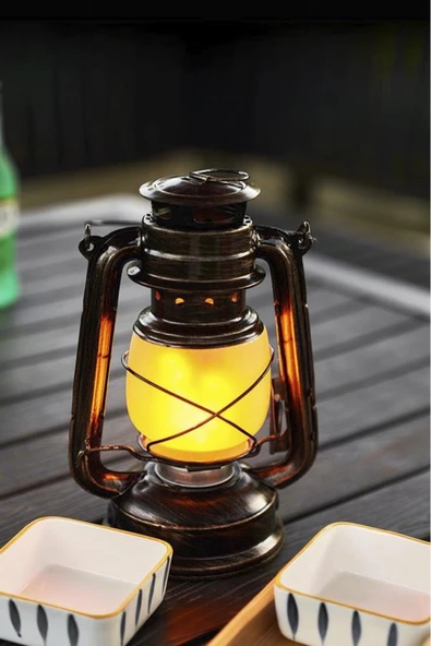 Nostaljik Retro Şarjlı Led Gaz Lambası Görünümlü Gece Lambası - Resim 7