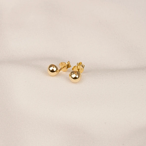 Gümüş Küpe - 925 Ayar Gümüş Minimal Top Küpe - 5