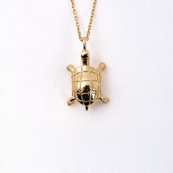 Gümüş Kolye - Taşsız Kaplumbaga Minimal Modern Gümüş Kolye - Hediyelik Kaplumbaga Gümüş Kolye - 3