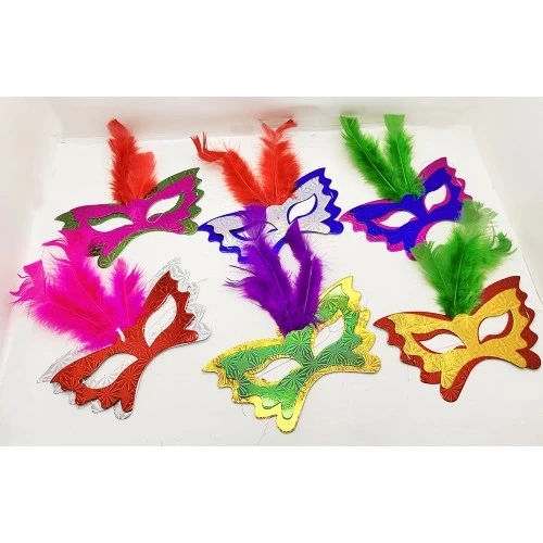 Tüylü Kağıt Parti Venedik Balo After Maskesi 6 Adet - Resim 2