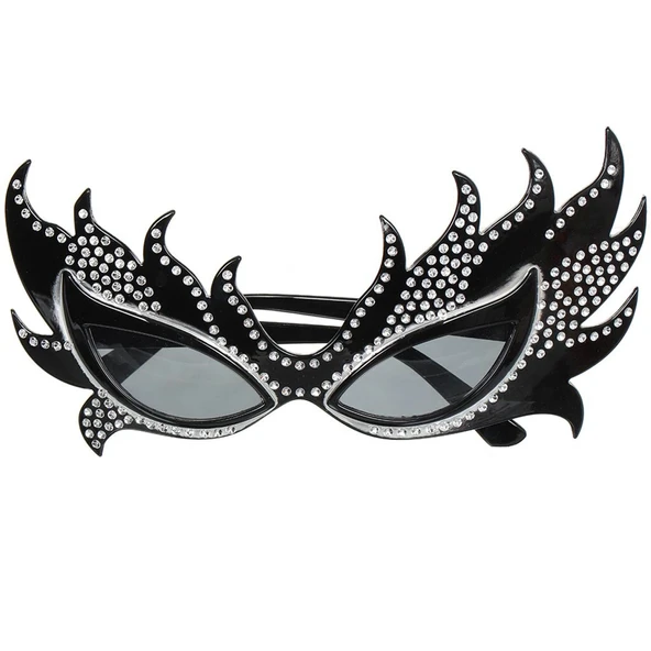 Taşlı Siyah Alev Parti Gözlüğü ürün görseli 1