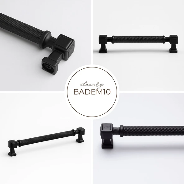 Talas Tırtıklı Siyah Renk 256 mm Metal Kulp Kapak Kulpu Modern Mobilya Çekmece Dolap Kulpları - Resim 7