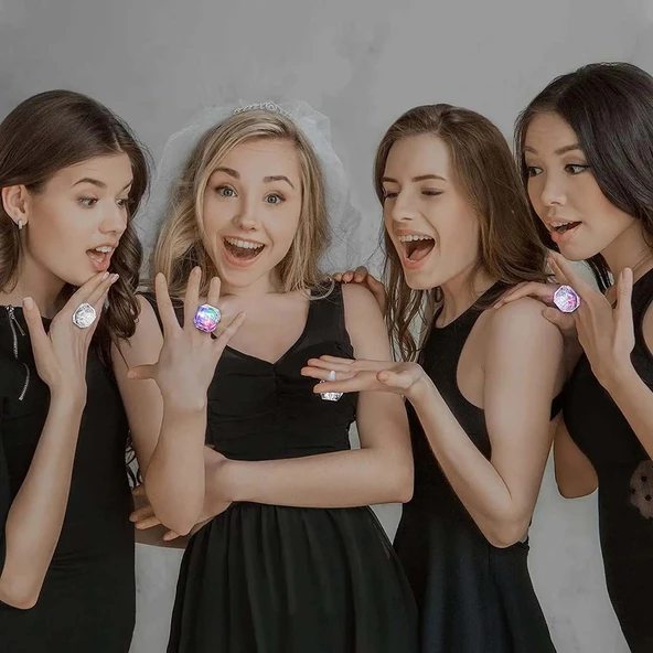 6'lı Kristal LED Parti Yüzük Seti - Resim 5