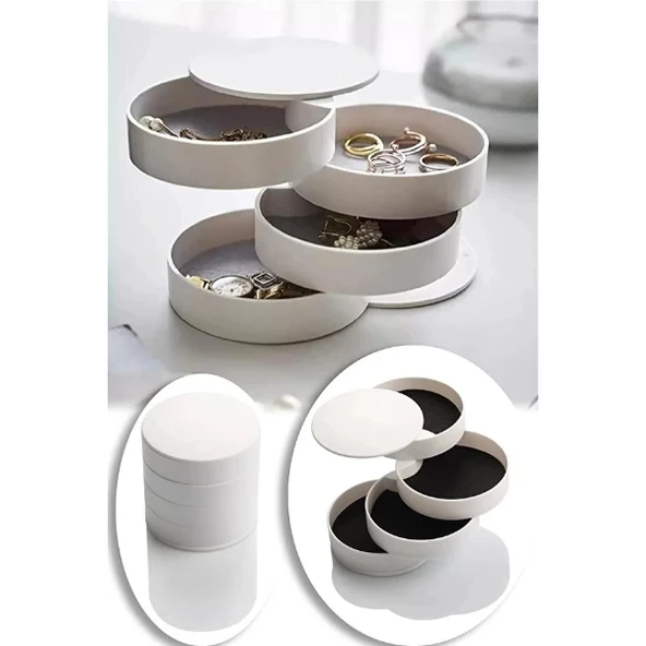 4 Katlı Dönen Silindir Takı Organizeri - Resim 2