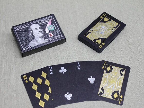 Gümüş Dolar Tasarımlı Siyah İskambil Oyun Kartı ürün görseli