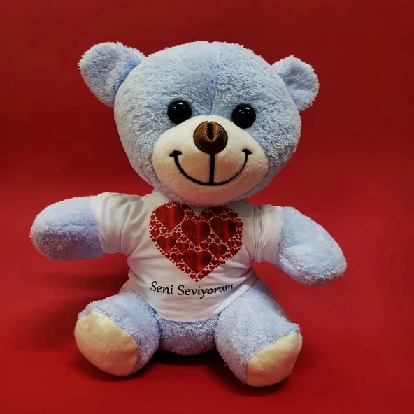 Kalpli Seni Seviyorum Yazılı Tişörtlü Peluş Ayıcık - Resim 2