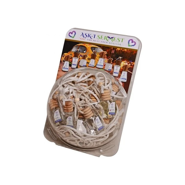 Koku Hanem Aşk-I Sermest Fanus Standlı 90 Adet 8 ml Hindistan Cevizi & Yasemin Araç Parfümü Oto Araba Kokusu - Resim 2