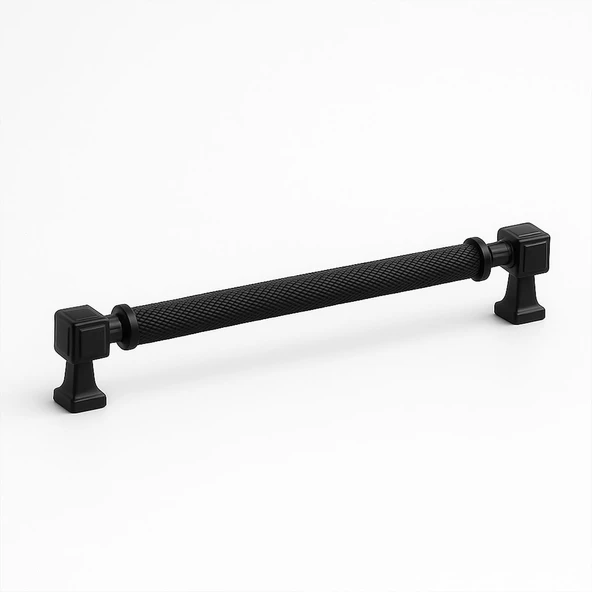 Talas Tırtıklı Siyah Renk Metal Kulp 320 mm Kapak Kulpu Modern Mobilya Çekmece Dolap Kulpları ürün görseli