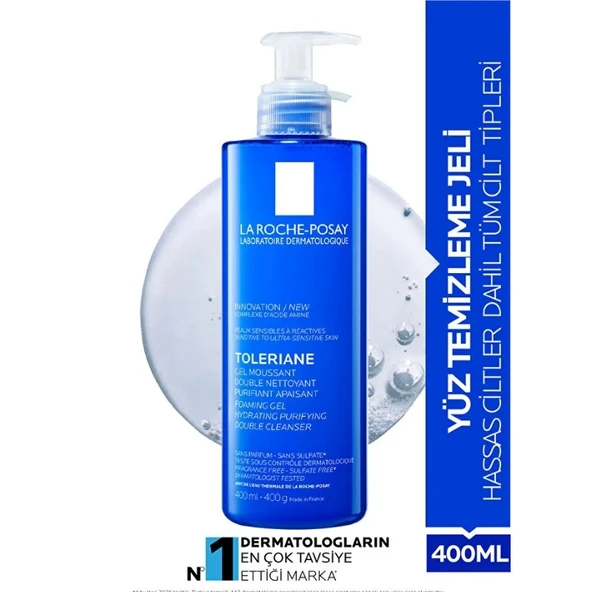 La Roche-Posay Toleriane Hassas Ciltler Dahil Tüm Ciltler İçin Temizleme Jeli 400 ml