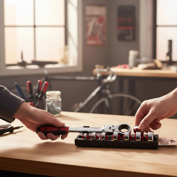 Profesyonel 13 Parça Değişebilir Kafalı Kombine Anahtar Takımı Çok Amaçlı Dayanıklı El Aleti Seti - Resim 4