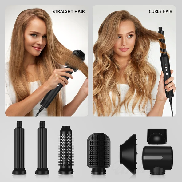 7 Başlıklı İyonik Saç Şekillendirici Saç Kurutma Fön Makinası 7in1 Multi Styler 110000 RPM 1400W - Resim 4