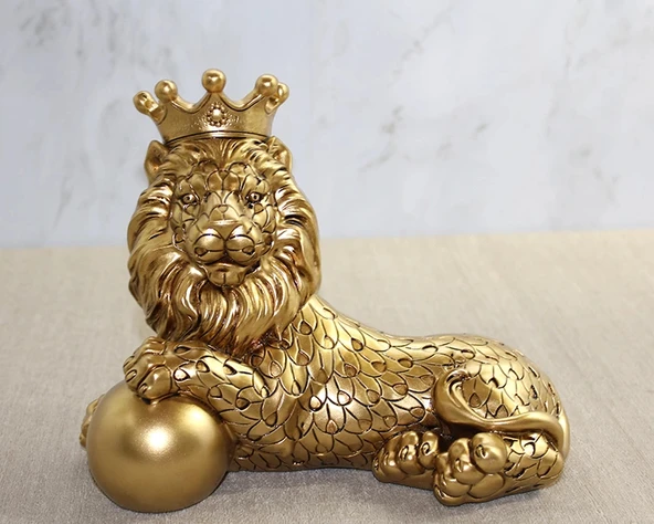 Polyester Dekoratif Taçlı Aslan Figürü ürün görseli 1