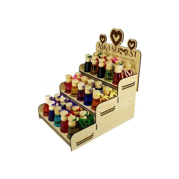 Koku Hanem Aşk-I Sermest Beyaz Ahşap Standlı 30 Adet 8 ml Leylak Araç Parfümü Oto Araba Kokusu - Resim 3