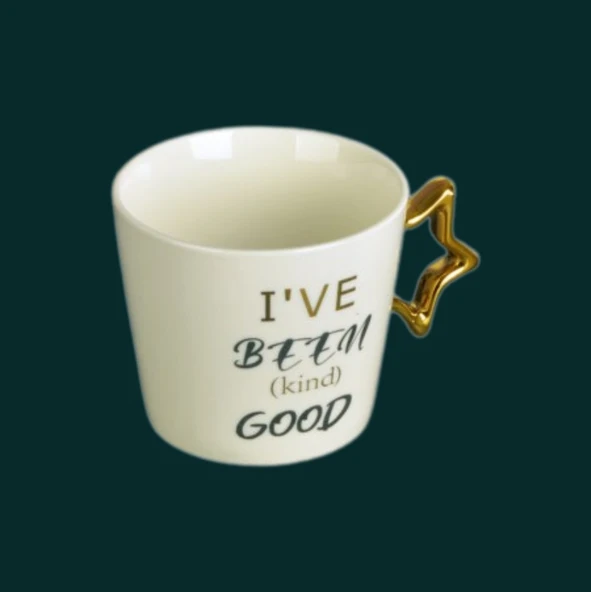 Tohana Porselen Kupa 350ML Yıldız Kulp Desen2 ürün görseli 1