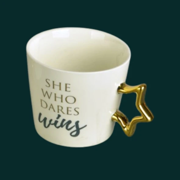 Tohana Porselen Kupa 350ML Yıldız Kulp Desen4 ürün görseli 1