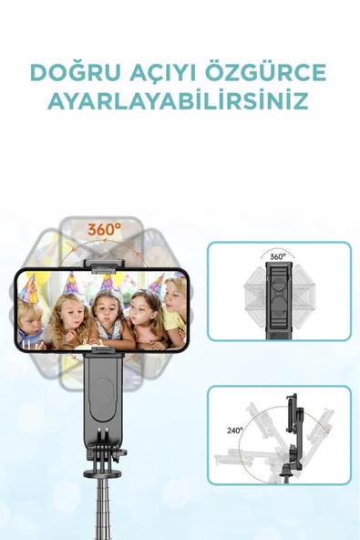 L15 Led Işıklı Selfie Çubuğu Kablosuz Tripot Selfie Monopod Selfie Stick - Resim 7