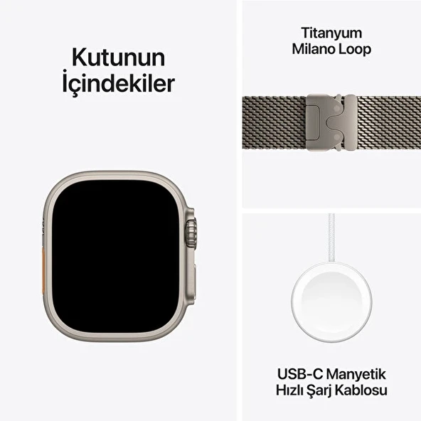 Apple Watch Ultra 2 GPS + Cellular 49mm Natural Titanium Case with Natural Titanium Milanese Loop - S - Resim 3