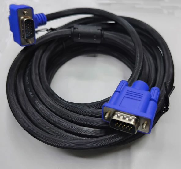 Vga L tipi 90 derece kablo 15 pin vga erkek görüntü kablosu 5m - Resim 5
