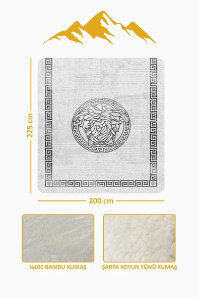 Lüks Çift Kişilik Bambu Battaniye Yumuşacık  ve Şık Tasarım (200X220 cm) BBT0011 RENKLİ 200 X 220 - Resim 3