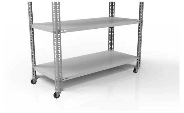 6 Katlı Tekerlekli Galvaniz Çelik Raf - Depo, Arşiv, Kiler, Dosya, Market Rafı  43x60 cm 150 cm 1.50 mm - Resim 3